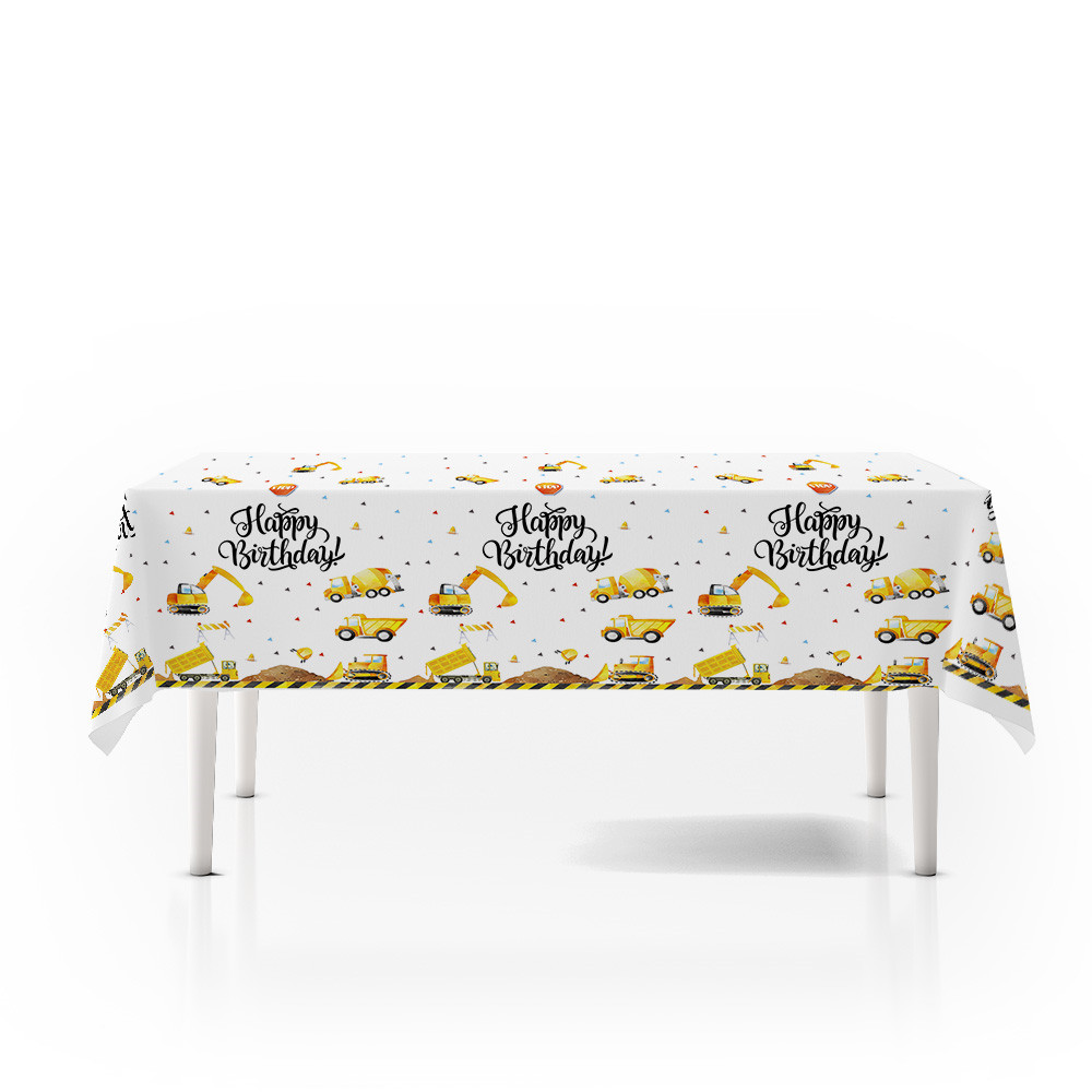 Table Cloth Disposable - 130cm*220cm Construction Tractor Party Decorations Supplies