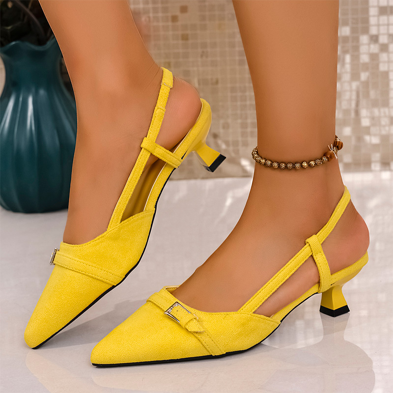 Neon Sign Party - Fashion Yellow High Heels Sandals for
