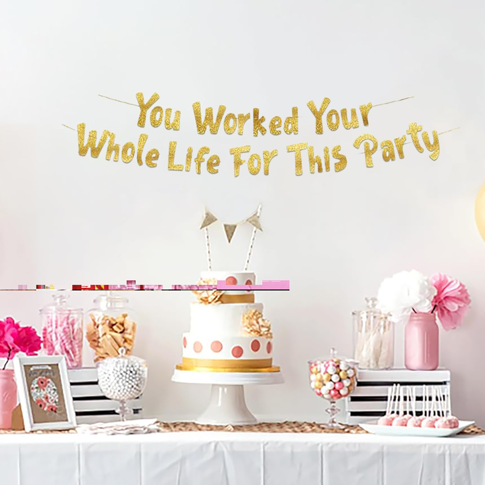 Party Banner Gold - Retirement Party Decorations You Worked Your