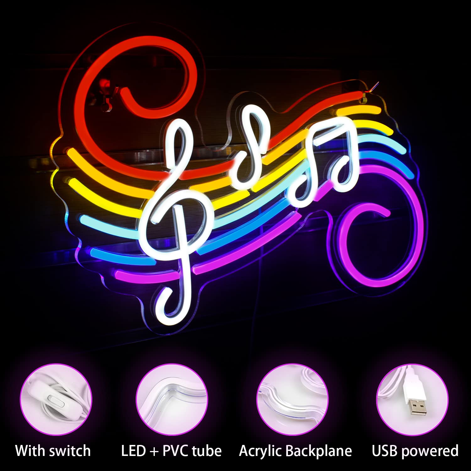 Music Notes Neon Sign Customiz - Neon Sign Party ulasan dan harga
