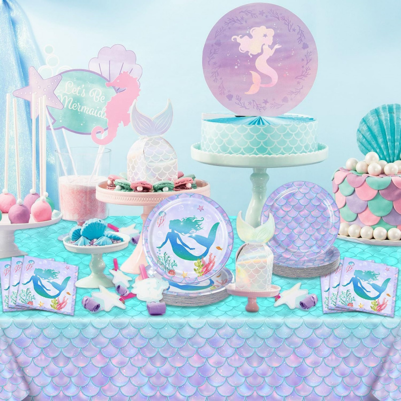 Mermaid Tablecloth -Mermaid Bi - Table Cloth Disposable ulasan dan harga