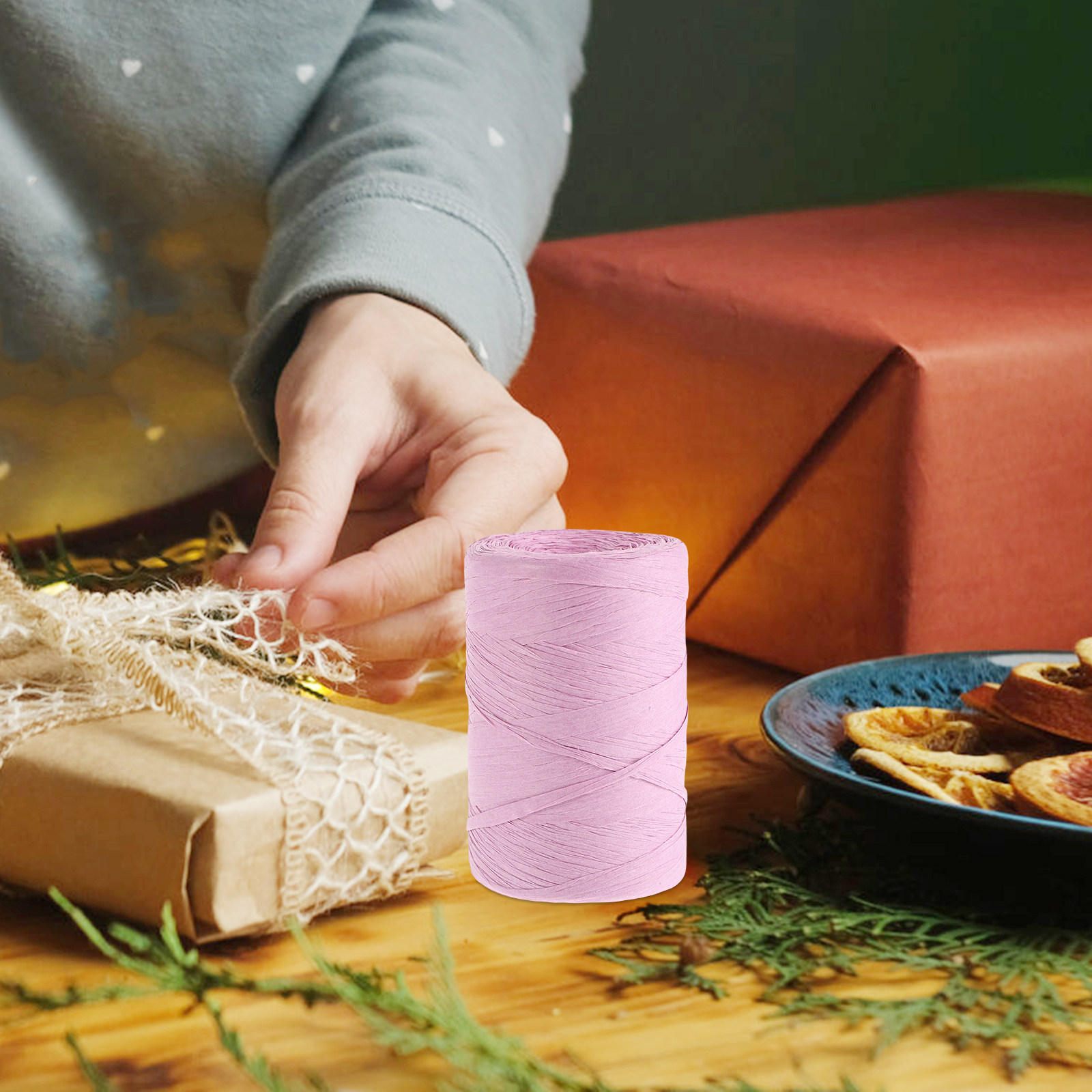 Colored Raffia Paper String Fl - Papercraft Supply Ribbon ulasan dan harga