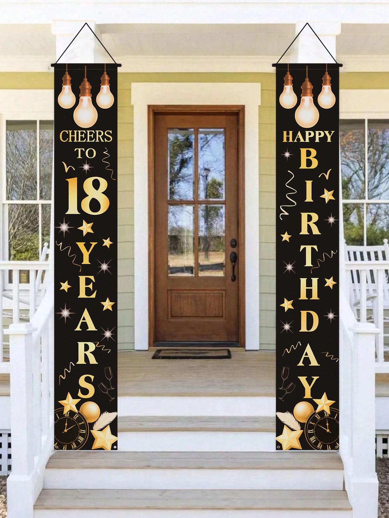 1 Pair of 18Th Birthday Celebr - Party Banner Gold ulasan dan harga