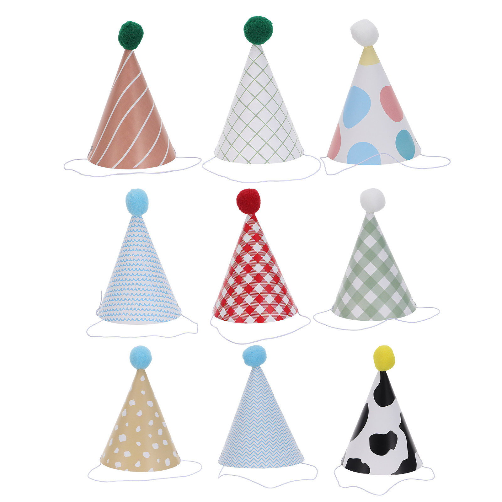 9Pcs Birthday Party Hats Color - Party Hat Cone ulasan dan harga