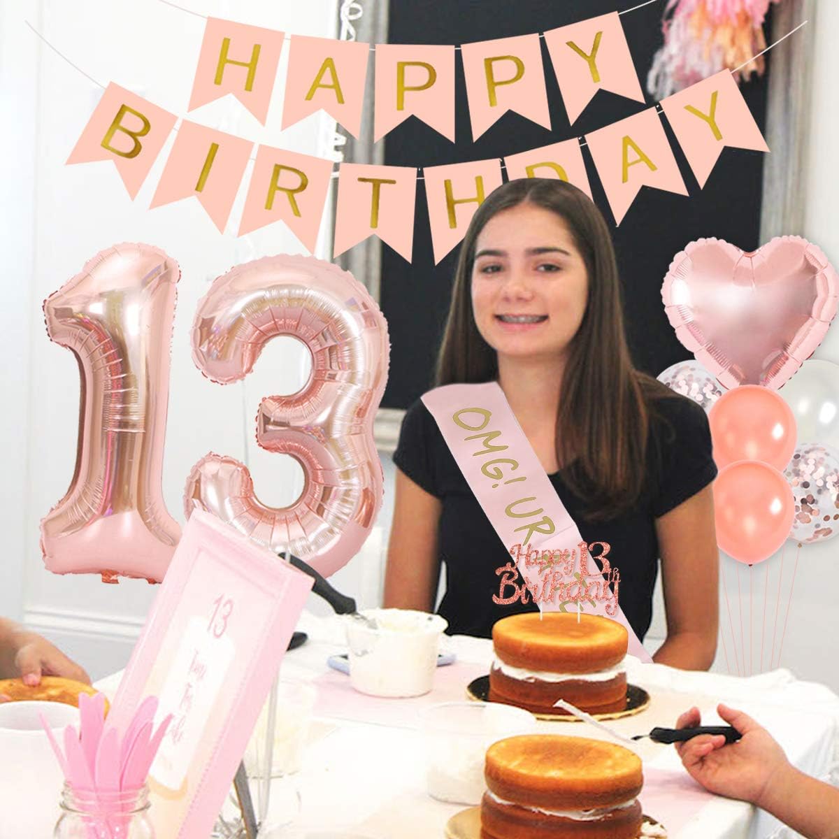 13th Birthday Party Decoration - Party Banner Gold ulasan dan harga