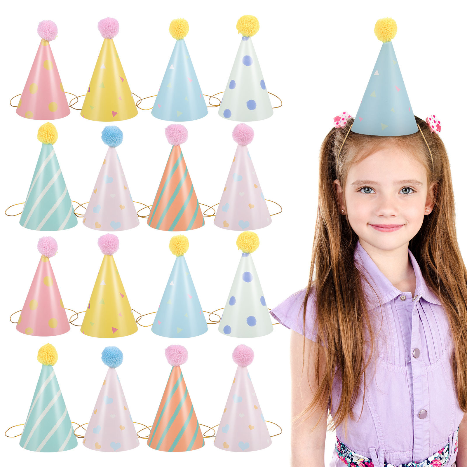 14Pcs Paper Birthday Hats for  - Party Hat Cone ulasan dan harga