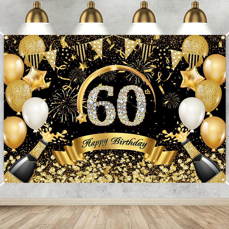 Happy 30th 40th 50th Birthday  - Party Banner Gold ulasan dan harga