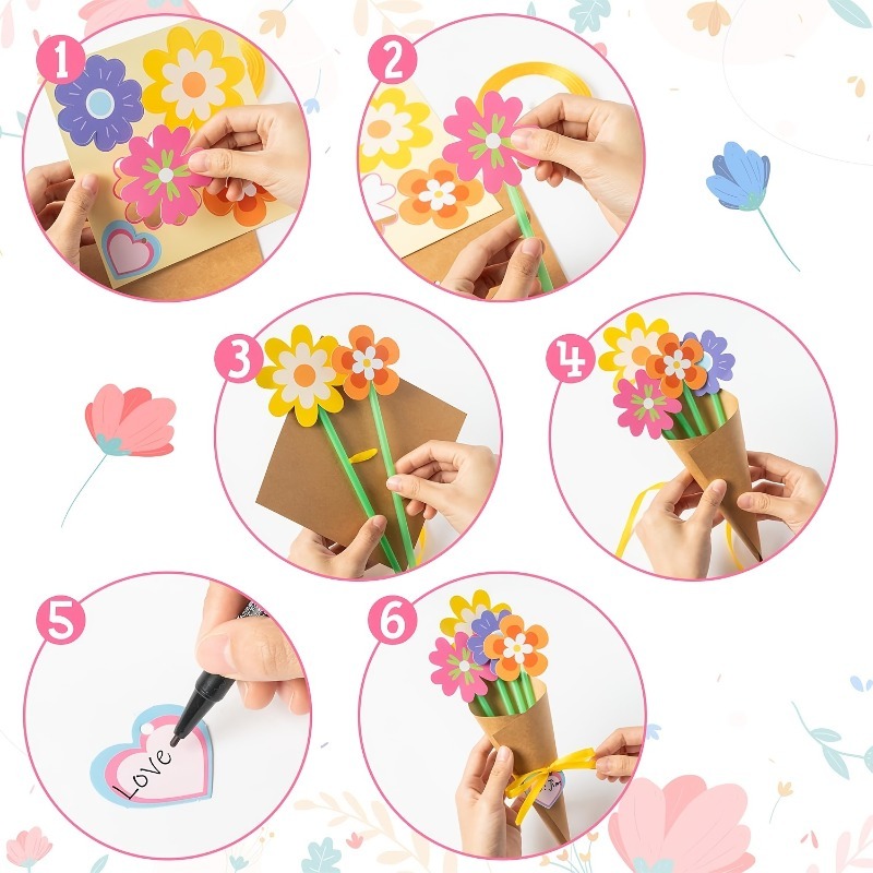 100Pcs DIY Flower Bouquet Kit  - Papercraft Supply Ribbon ulasan dan harga