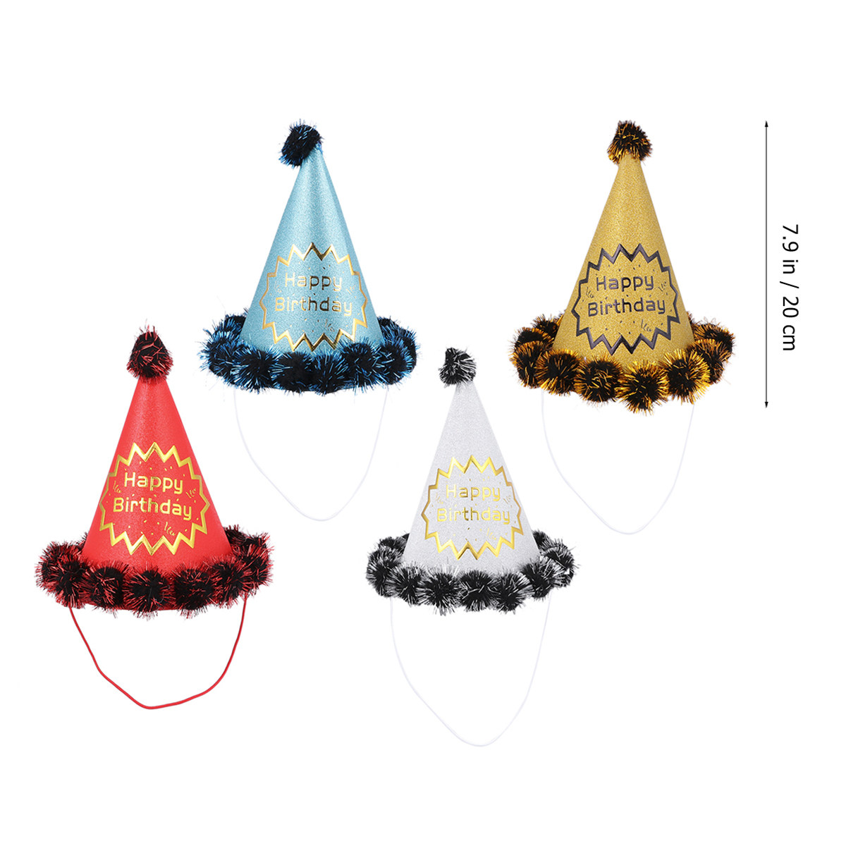 4pcs Glitter Birthday Hats Shi - Party Hat Cone ulasan dan harga