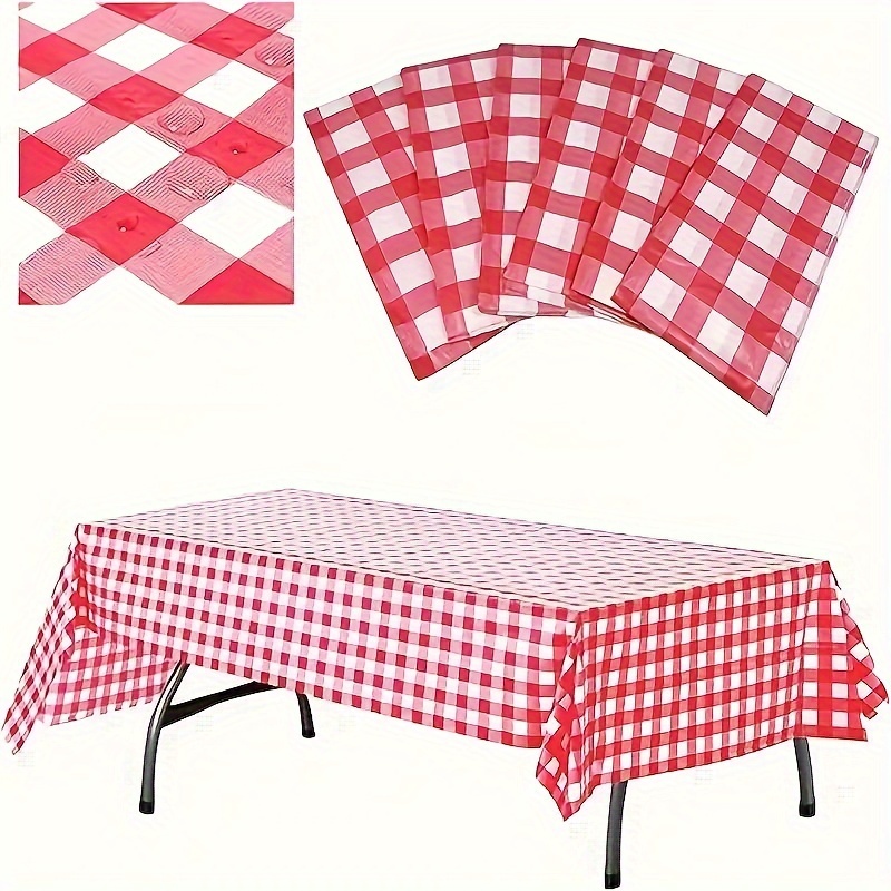 10pc PE Plaid Table Cover Rect - Table Cloth Disposable ulasan dan harga