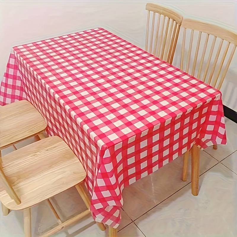 10pc PE Plaid Table Cover Rect - Table Cloth Disposable ulasan dan harga