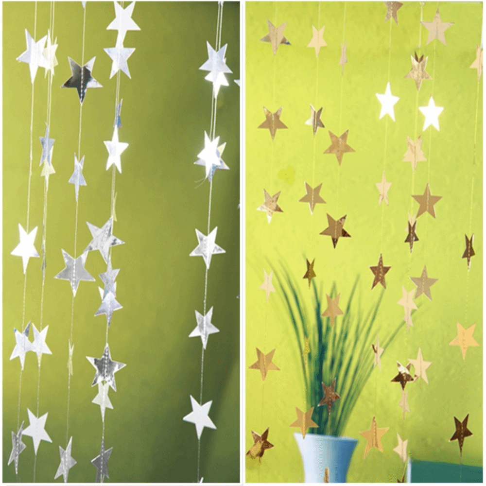 Mirror Metallic Star Garland G - Party Banner Gold ulasan dan harga