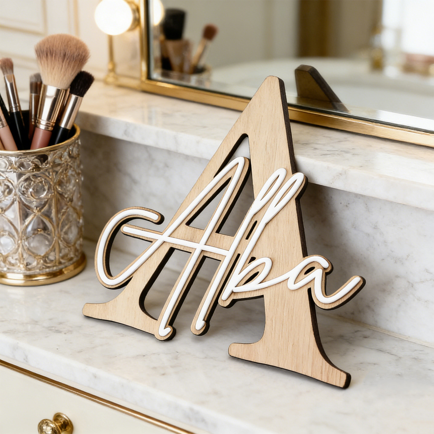1pc Double-layer Wooden Name D - Eve Party ulasan dan harga