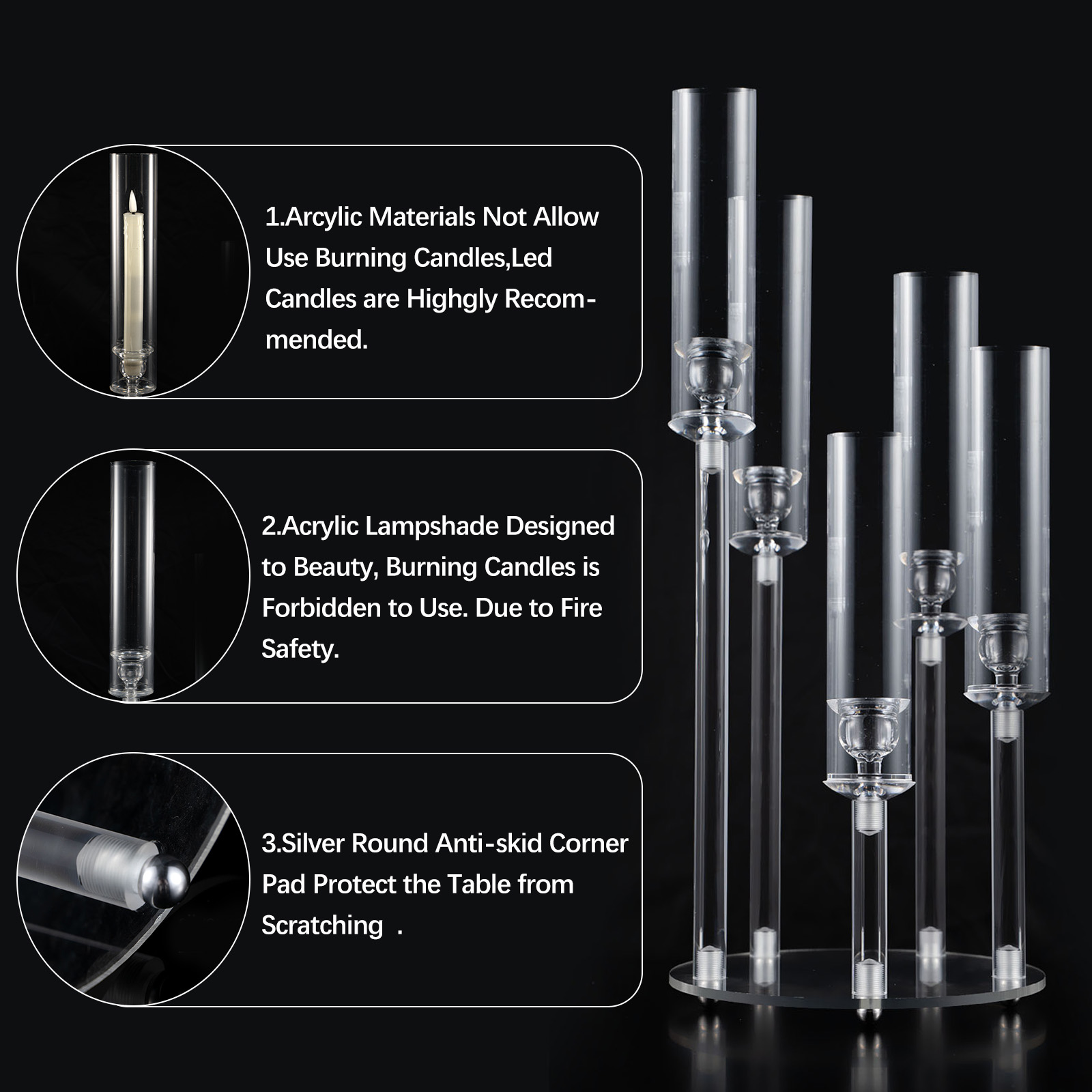 Clear Acrylic 5 Arm Candlestic - Centerpiece Stick ulasan dan harga