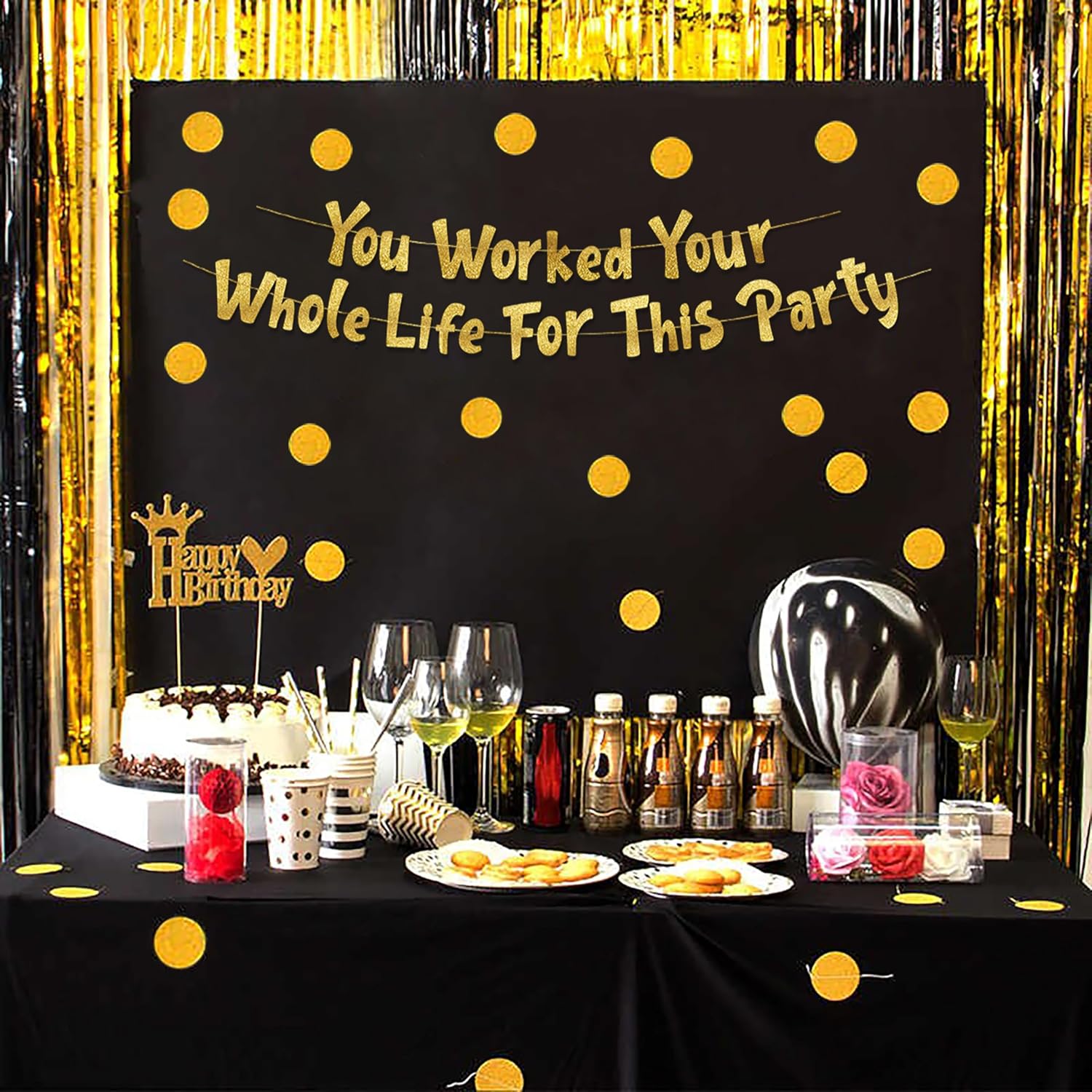 Retirement Party Decorations Y - Party Banner Gold ulasan dan harga